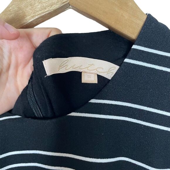 Hutch Anthro Striped Black and White dress with Tie Waist - Picture 3 of 4
